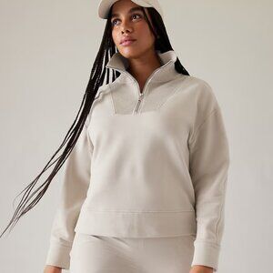 Athleta | Retroplush Revive Half Zip Sweatshirt | Oatmeal | Size L